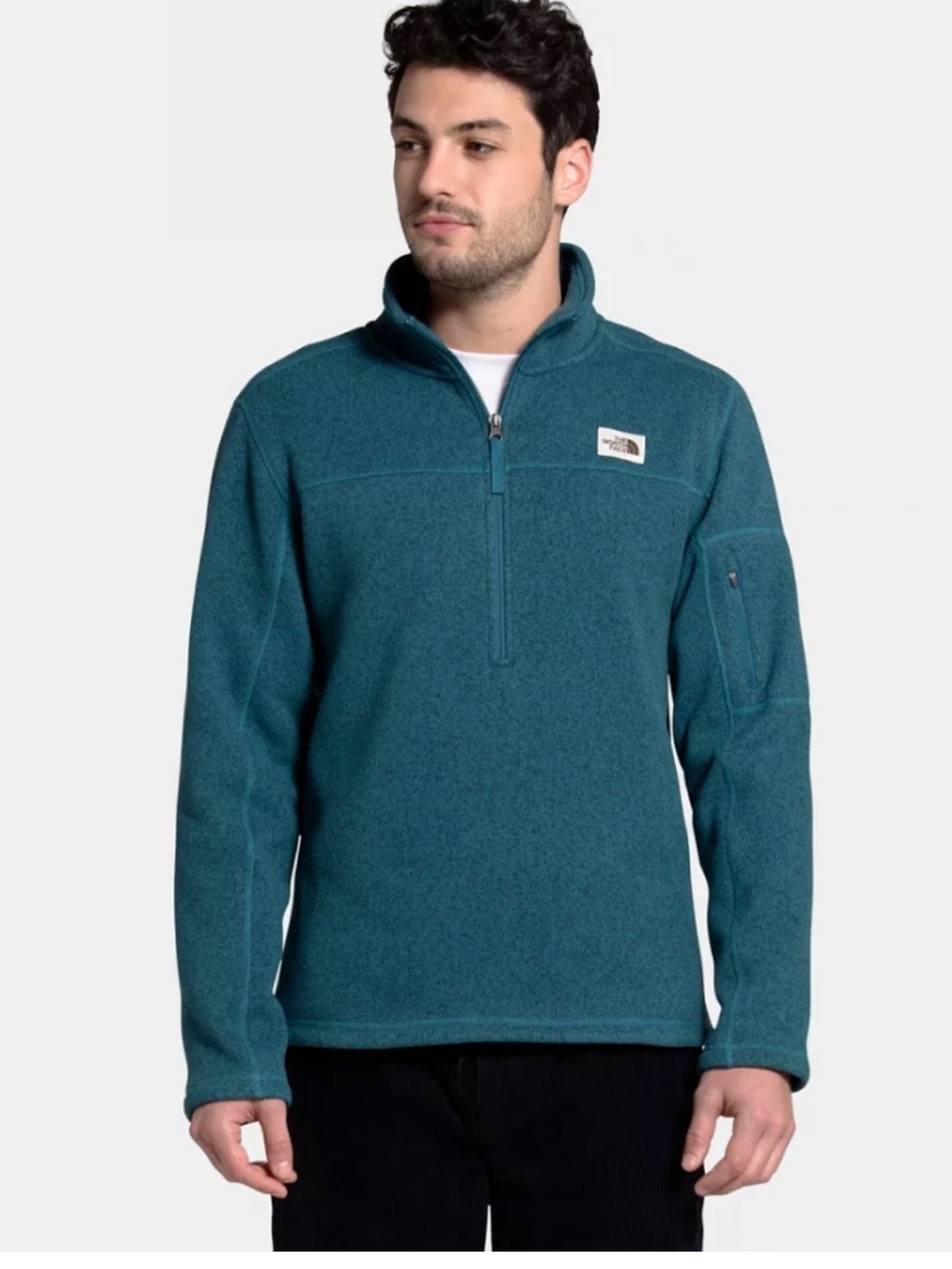 The North Face Men's Gordon Lyons 1/4 Zip Fleece Pullover in teal Medium